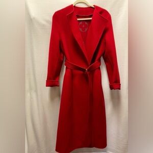 Louis Vuitton Melton Wool Red Coat with belt